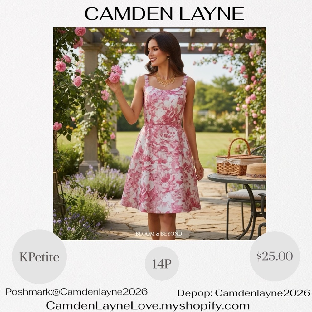 K Petite Bloom & Beyond Floral Midi Dress in Pink - Picture 2 of 6